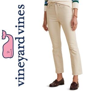 VINEYARD VINES Kick Flare High Rise Corduroy Pants in Stone Size 34 NWT